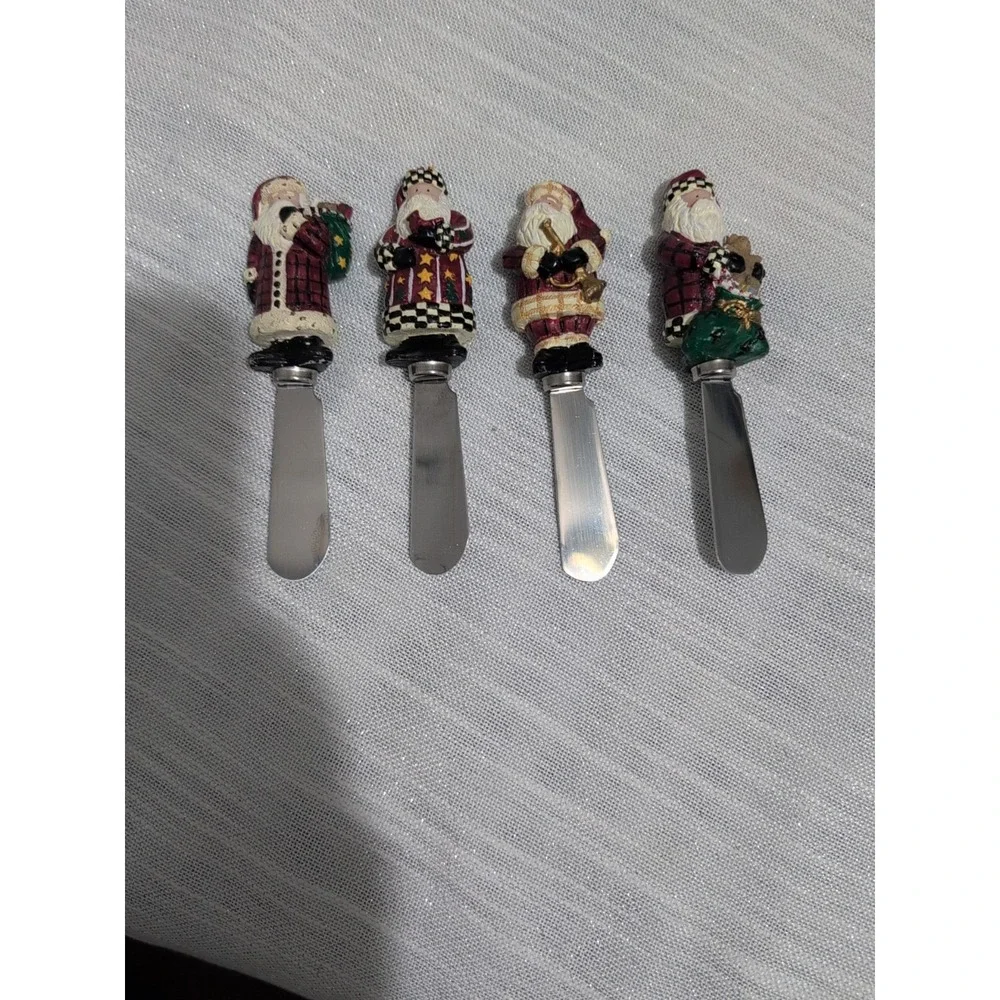 Boston Warehouse Santa Spreader Knives Set of 4 Christmas‎ Holiday Stainless